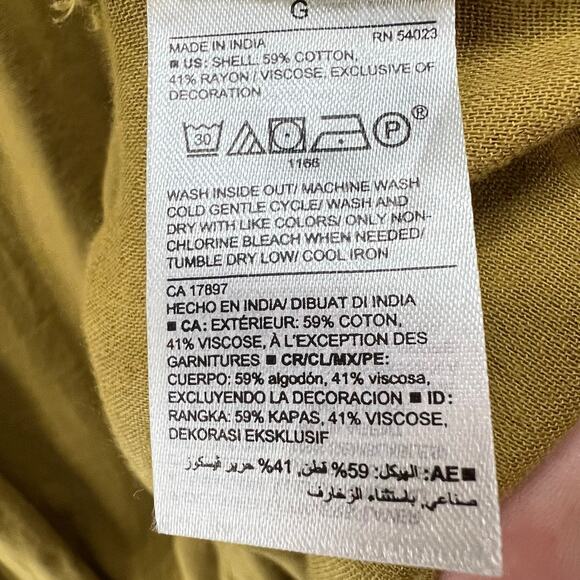 Old Navy Blouse Women L Golden Brown Relaxed Embroidered Stitch Boho Cottage Top - Picture 12 of 14